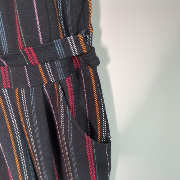Eclipse Multi Stripe Cami Jumpsuit Tie Waist Size XS Black, Red and White - Picture 4 of 7